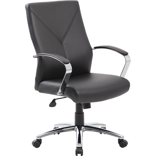 Boss Office Products Executive Chair, 27" Chrome Base, 27"Wx29"Dx41"H, Black