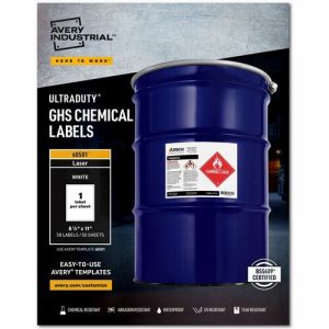 Avery  Labels, GHS Chemical, Laser, 8-1/2"x11", 50/BX, White