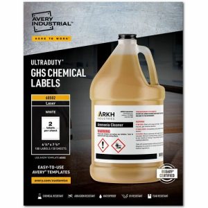 Avery  Labels, GHS Chemical, Laser, 4-3/4"x7-3/4", 100/BX, White