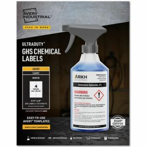 Avery  Labels, GHS Chemical, Laser, 3-1/2"x5", 200/BX, White