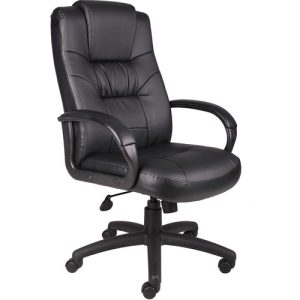 Boss Office Products  Chair, Executive, High Back, 27"Wx28-1/2"Dx43-1/2"H, Black