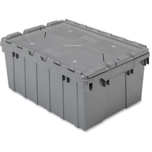 Akro-Mils  Container, w/Attached Lid, 8-1/2 Gal, Gray