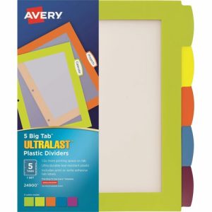 Avery Dividers, Plastic, 5-Big Tab, Ultralast, 1 ST, Multi