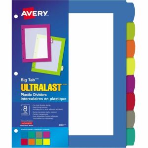 Avery Dividers, Plastic, 8-Big Tab, Ultralast, 1 ST, Multi