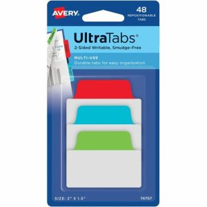 Avery  Tabs, Repositionable, 2-Sided, 2"x1-1/2", 48/PK, Primary AST