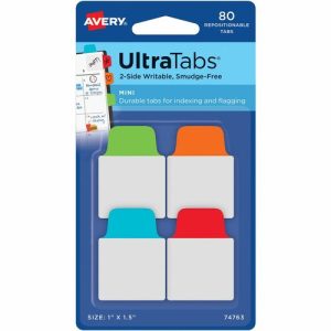 Avery  Ultra Mini Tabs, 1"x1-1/2", 80/PK, Primary AST