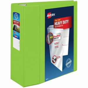 Avery  View Binder, DuraHinge, 5" Capacity, 8-1/2"x11, Chartreuse
