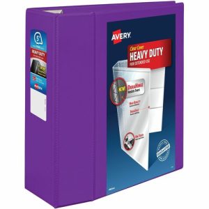 Avery  View Binder, DuraHinge, 5" Capacity, 8-1/2"x11", Purple