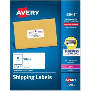Avery  Shipping Labels, Lsr, 2"x4", 2500/BX, White