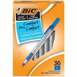 Bic Round Stic Pen,Comfort Grip,Nonrefill,1.2mm,36/BX,BE Ink