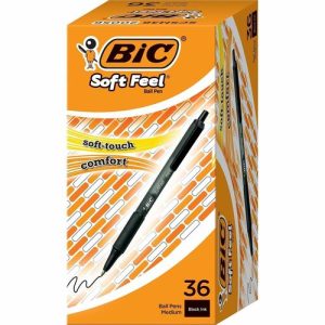 Bic Retractable Ballpoint Pen, Med Pt, 36/BX, Black Barrel/Ink