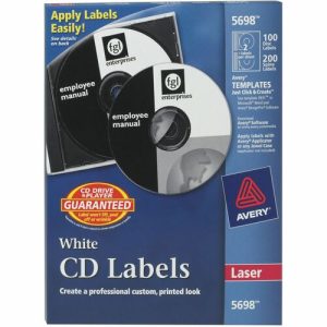 Avery  CD Labels, Laser, 100/PK, White