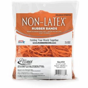 Alliance Rubber Company Rubber Bands, Latex-free,3-1/2"x1/8",No.33,Orange, 1/4 lb.