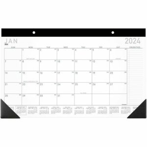 AT-A-GLANCE  Desk Pad, 1ppm, 12Mths, Jan-Dec, 17-3/4"x10-7/8", Black