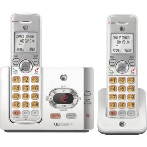 AT&T  Cordless Phone, w/2 Handsets, 5-3/5"x3-2/5"x5-3/5", Silver