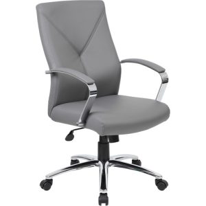 Boss Office Products  Executive Chair, 27" Chrome Base, 27"Wx29"Dx41"H, Gray