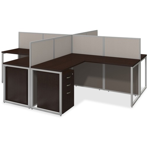Bush Business Furniture Desks,4-Person,w4 Pedestals/Panels,120"x120"x45",MOCY