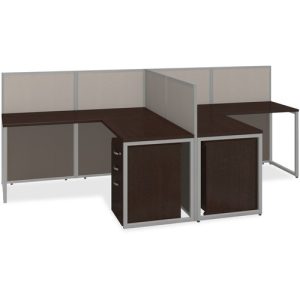 Bush Business Furniture  Desks,2-Person,w/Returns/Peds/Panels,119"x60"x44-78",MOCY