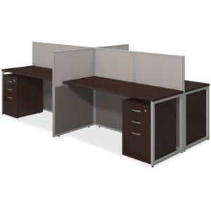 Bush Business Furniture  Desks,w/Pedestals/Panels,4-Person,119"x60"x44-7/8",MOCY