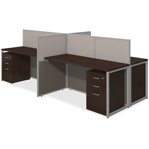 Bush Business Furniture Desks,w/Pedestals/Panels,4-Person,119"x60"x44-7/8",MOCY