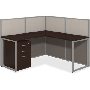 Bush Business Furniture  L-Desk,w/Return/Ped/Panels,Open,60"x60"x44-7/8",Mocha Cherry