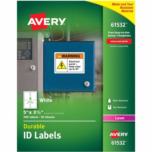 Avery Durable ID Labels, 200/BX, White