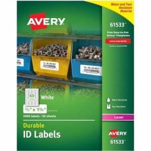 Avery Durable ID Labels, 3000/BX, White