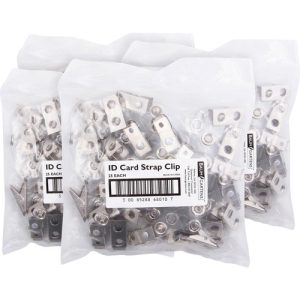 Baumgartens  ID Strap Clips, Prepunched, Vinyl, 25/PK, 4PK/BX, Clear