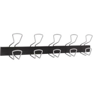 Alba, Inc  Wall Hooks,5 Double Pegs,29.9"x2.95"x6.45",BK/SR