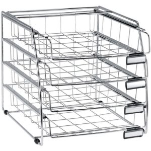 Alba, Inc  Letter Tray,4 Sliding Drawers,12.8"x15.5"x12.2",Silver