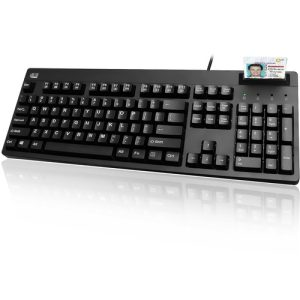 Adesso Keyboard,SmartCard,Antimicrob,104Keys,Wired,17.7"x6.5"x1",BK