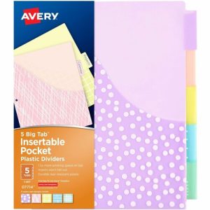 Avery  5-Big Tab Insertable Pocket Plastic Dividers, 1 ST, Multi