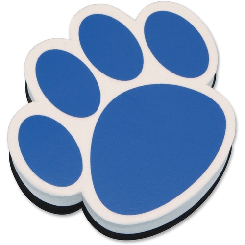 Ashley Productions, Inc. Whiteboard Eraser, Magnetic, Paw Design, 3-3/4", Blue/White