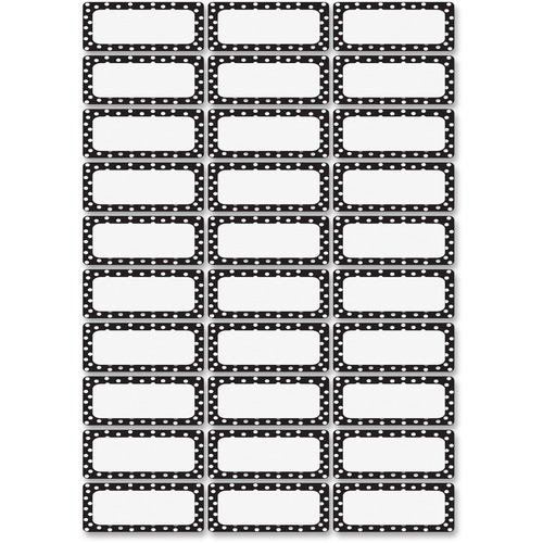 Ashley Productions, Inc. Dots Nameplate Magnets, 30/Pack, Black/White