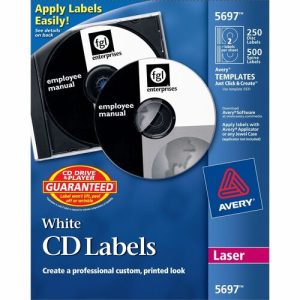 Avery  CD/DVD Labels, Laser, 250/PK, White