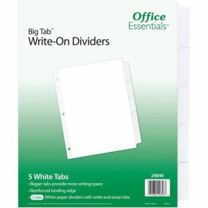 Avery  Write-On Dividers, 5-Tabs, 12ST/PK, 4/CT, White