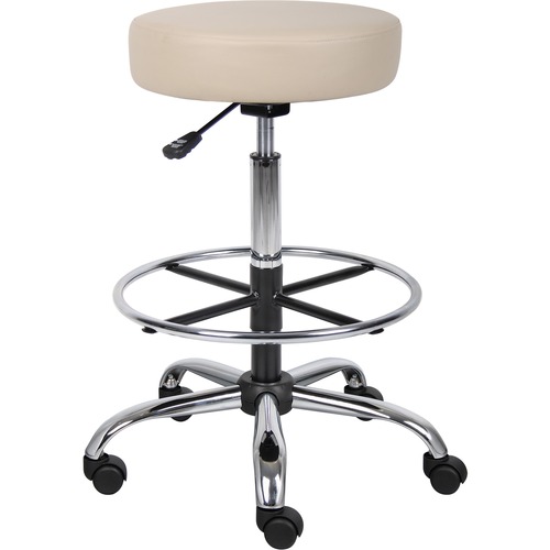 Boss Office Products Stool, Medical/Drafting, w/Footring, 25"x25"x28"-34", Beige