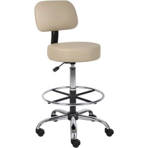 Boss Office Products  Stool, Medical/Drafting, Backrest, 25"Wx25"Dx41"H, Beige