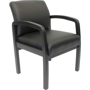 Boss Office Products  Chair,w/Arms,Vinyl,Wood Frame,23"x27"x34",BK