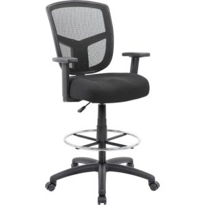 Boss Office Products Stool,w/Casters,AdjustableHeight,Mesh,27"x27"x46",BK