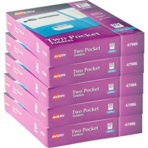 Avery  2-Pocket Folder,Letter-size,20Sh/Pocket,125/CT,Light Blue