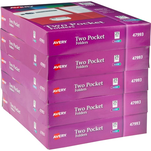 Avery 2-Pocket Folder, Letter-size, 20Sh/Pocket, 125/CT, Assorted
