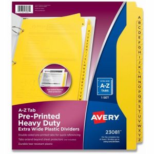 Avery Dividers, A-Z, Extra-Wide, 9-1/20"W x 11-1/20"L, 26/Set, YW