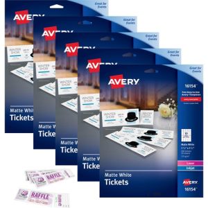 Avery Tickets,w/TearStub,Laser/Inkjet,1-3/4"x5-1/2",200/PK,5/CT,WE