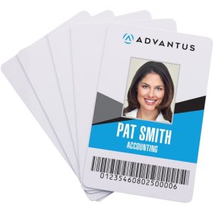 Advantus Corp. ID Cards, Laminated PVC, 2-/18"x3-3/8", 100/PK, White