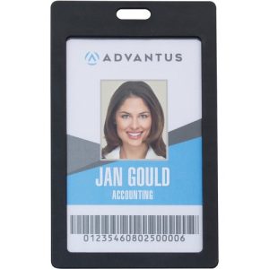 Advantus Corp. Badge Holders, Rigid, Vert, 2"x3-1/4"insert, 6/PK, Black