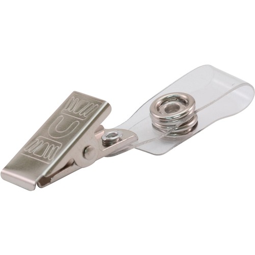 Advantus Corp. Adapter f/Badges, w/Strap & Metal Clip, Vinyl, 25/PK, Silver
