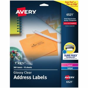 Avery  Mailing Labels, Address, 1"x2-5/8", 300/PK, Glossy CL