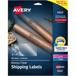 Avery  Mailing Labels, Shipping, 2"x4", 100/PK, Glossy CL