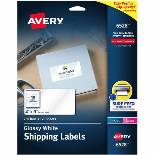 Avery Mailing Labels, Shipping, 2"x4", 250/PK,Glossy WE